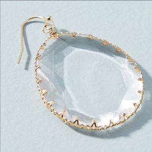Anthropologie glass drop gold clear earrings